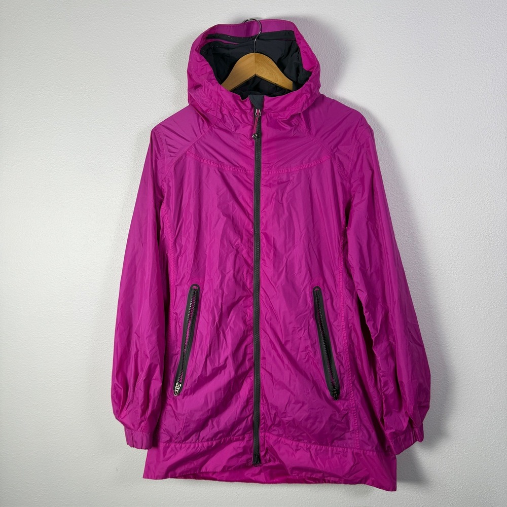 Lululemon Windbreaker Jacket Womens 6 Magenta Pink Excellent Hooded Pleated Back